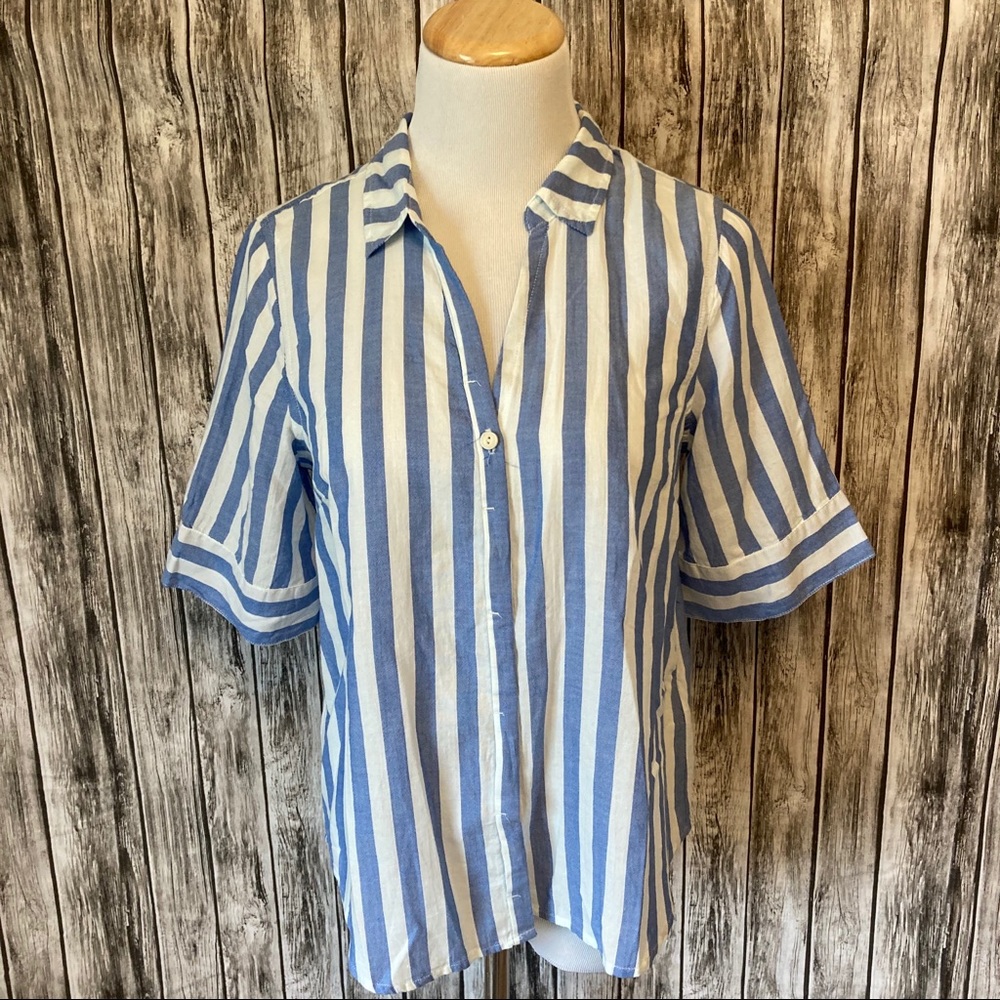 J. Crew Bold Stripe SS Button Down